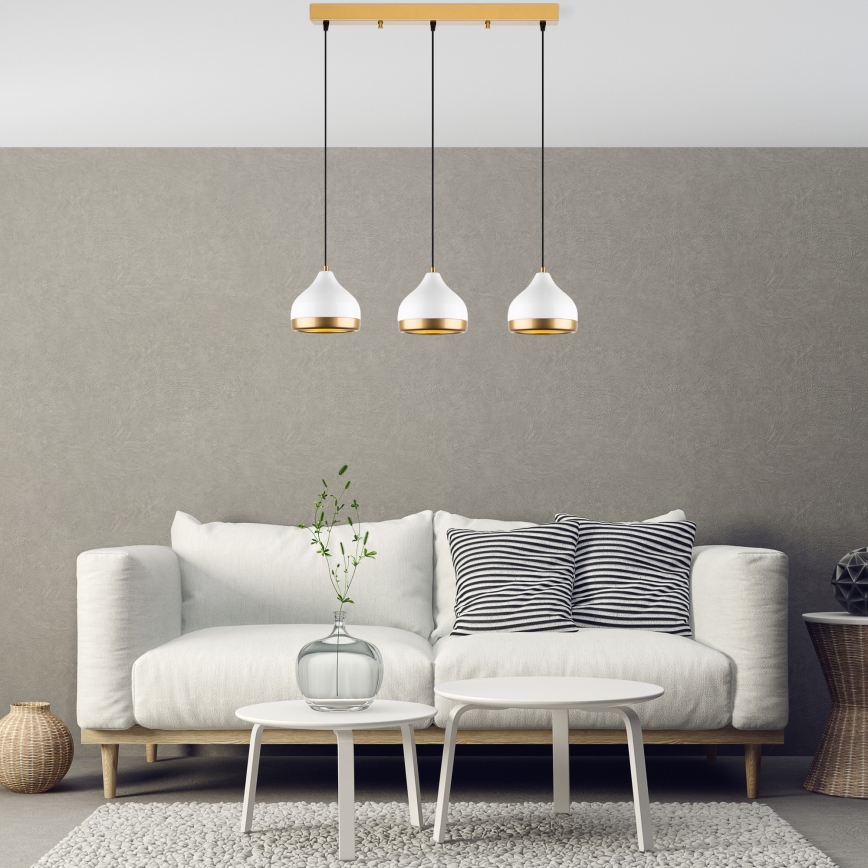 YILDO hanglamp 3xE27/40W/230V wit/goud