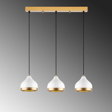 YILDO hanglamp 3xE27/40W/230V wit/goud