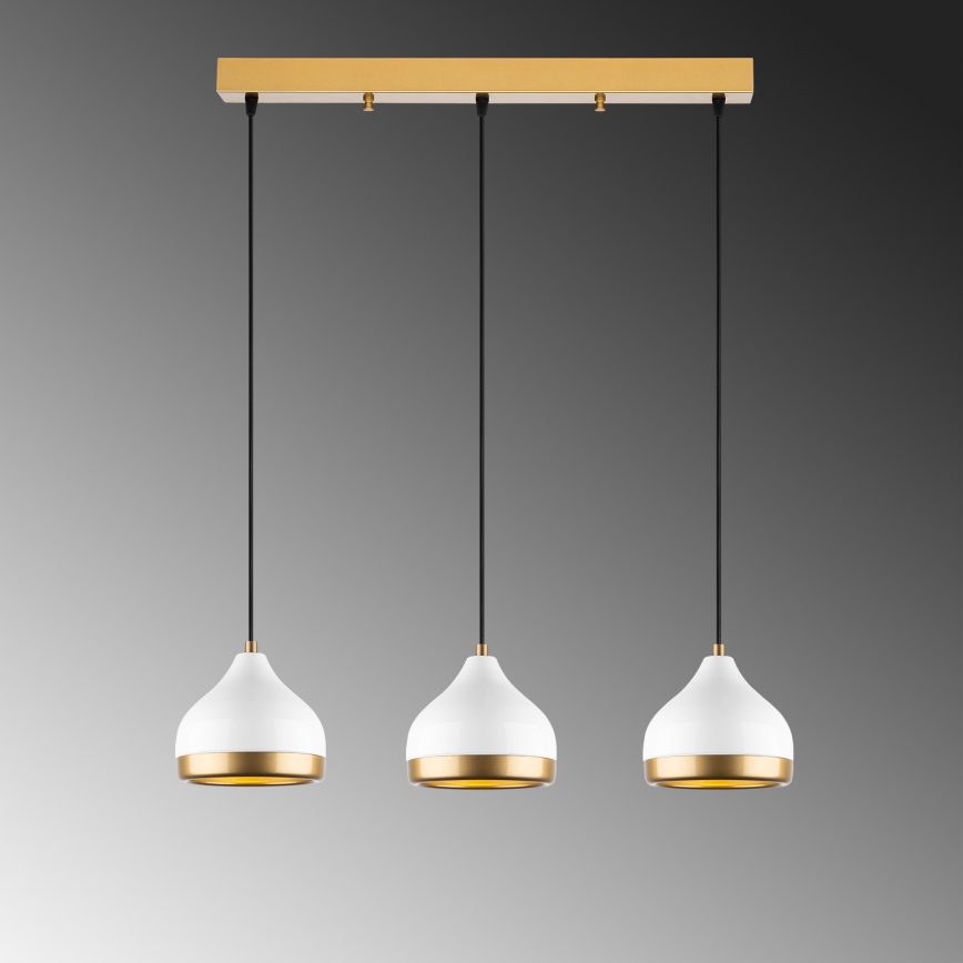 YILDO hanglamp 3xE27/40W/230V wit/goud