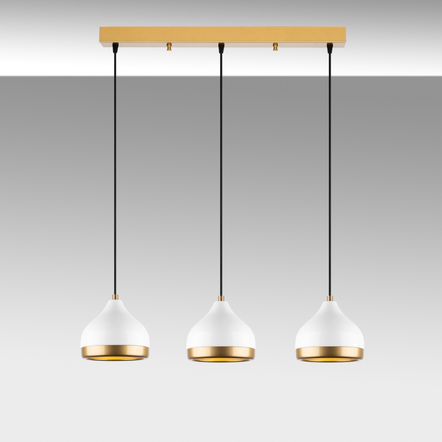 YILDO hanglamp 3xE27/40W/230V wit/goud