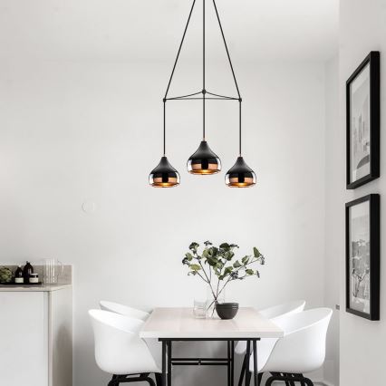 YILDO hanglamp 3xE27/40W/230V zwart/koper