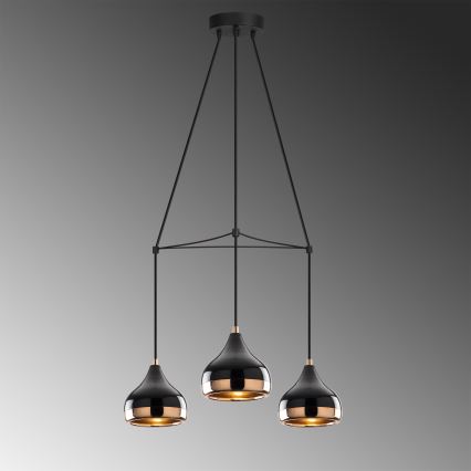 YILDO hanglamp 3xE27/40W/230V zwart/koper