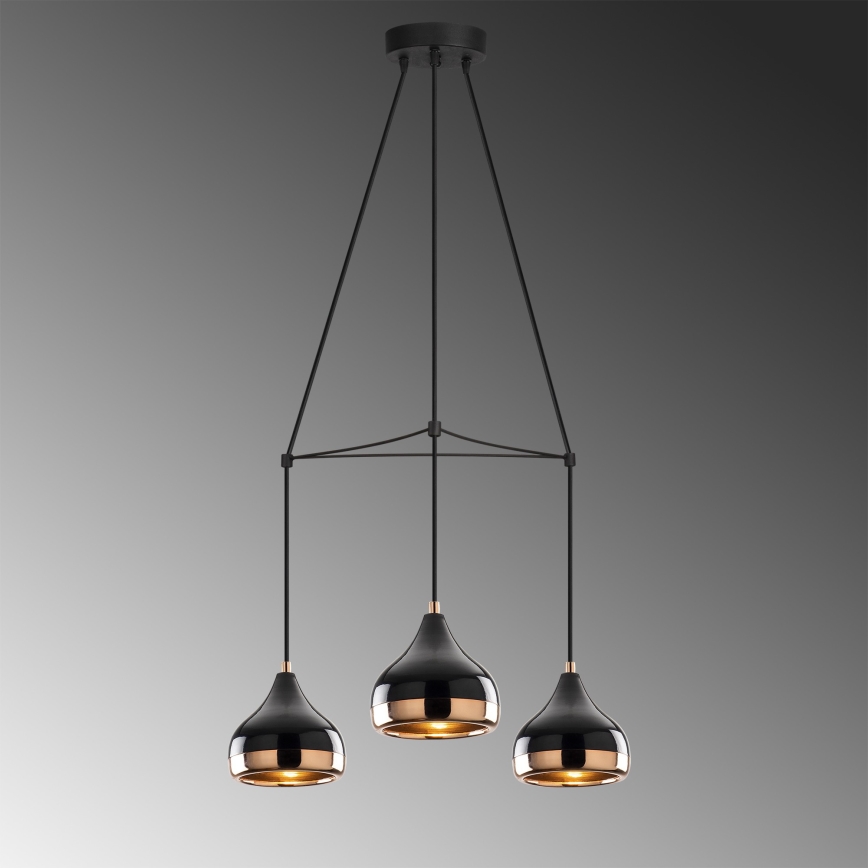 YILDO hanglamp 3xE27/40W/230V zwart/koper