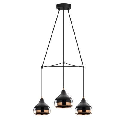 YILDO hanglamp 3xE27/40W/230V zwart/koper