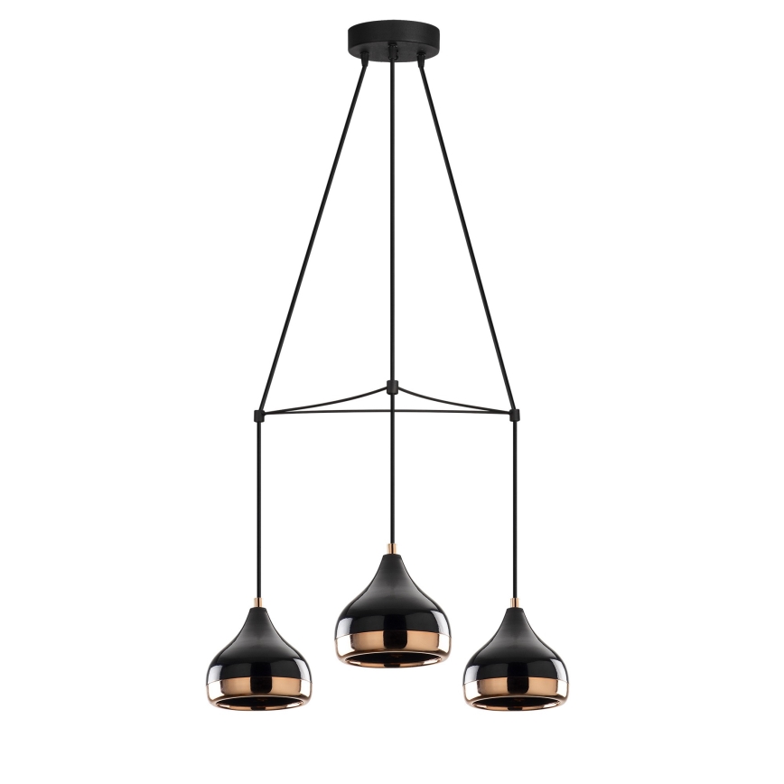 YILDO hanglamp 3xE27/40W/230V zwart/koper