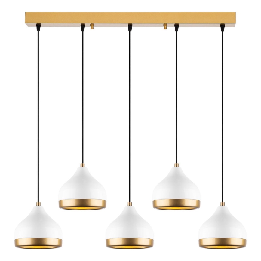 YILDO hanglamp 5xE27/40W/230V wit/goud