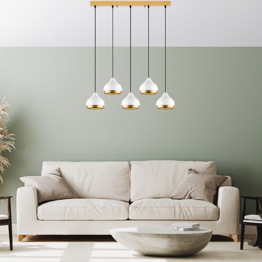 YILDO hanglamp 5xE27/40W/230V wit/goud