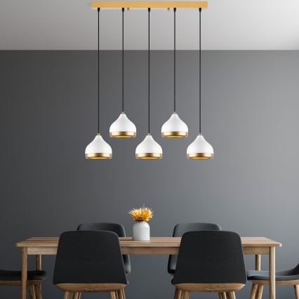 YILDO hanglamp 5xE27/40W/230V wit/goud