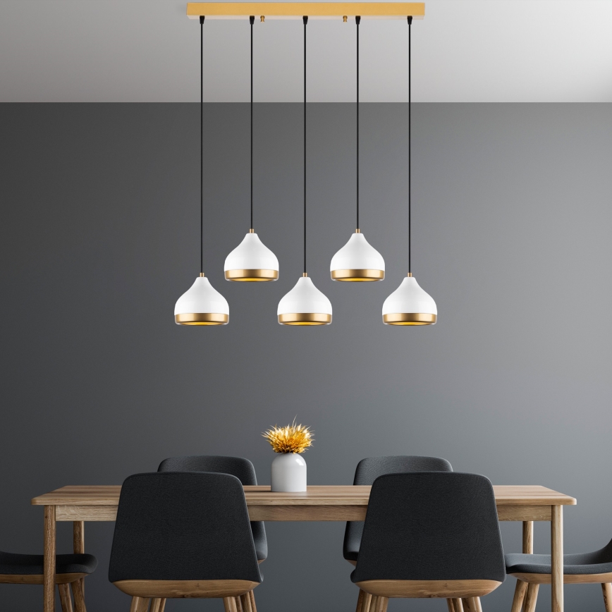 YILDO hanglamp 5xE27/40W/230V wit/goud