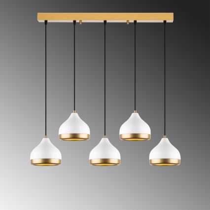 YILDO hanglamp 5xE27/40W/230V wit/goud