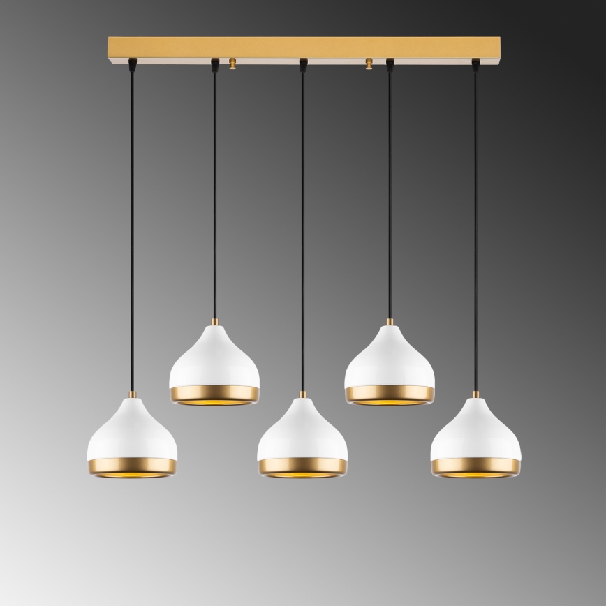 YILDO hanglamp 5xE27/40W/230V wit/goud