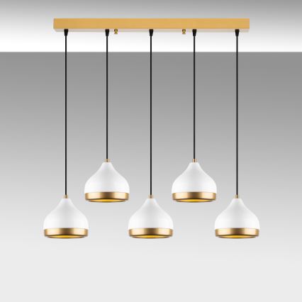 YILDO hanglamp 5xE27/40W/230V wit/goud