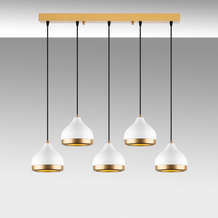 YILDO hanglamp 5xE27/40W/230V wit/goud