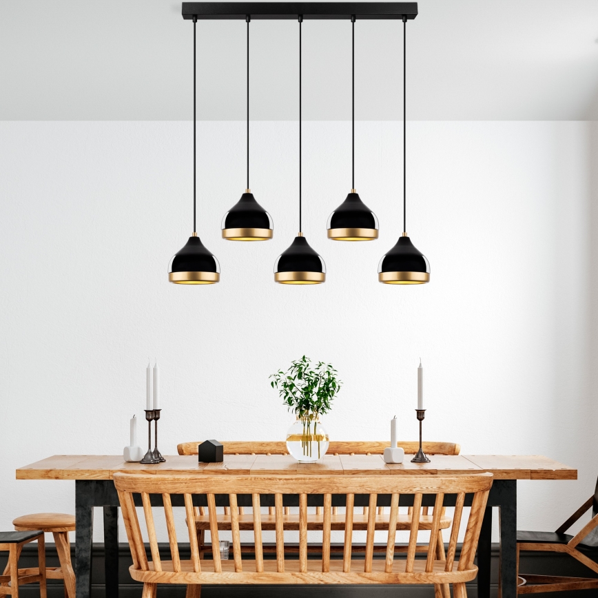 YILDO hanglamp 5xE27/40W/230V zwart/goud
