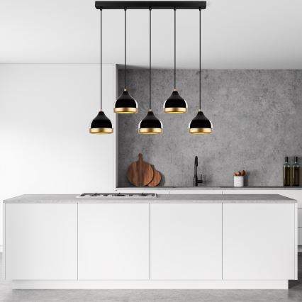 YILDO hanglamp 5xE27/40W/230V zwart/goud