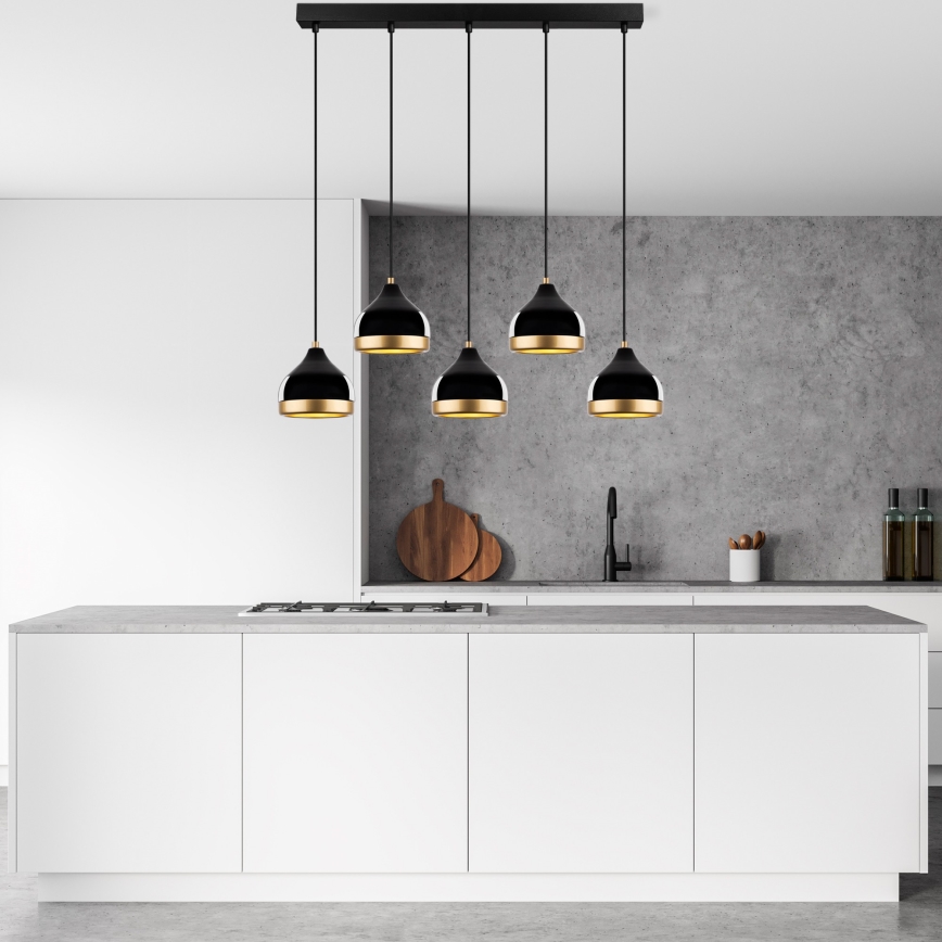 YILDO hanglamp 5xE27/40W/230V zwart/goud