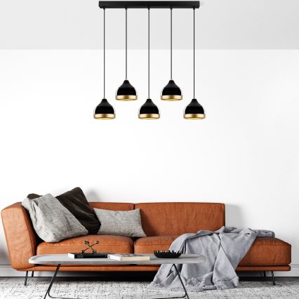 YILDO hanglamp 5xE27/40W/230V zwart/goud