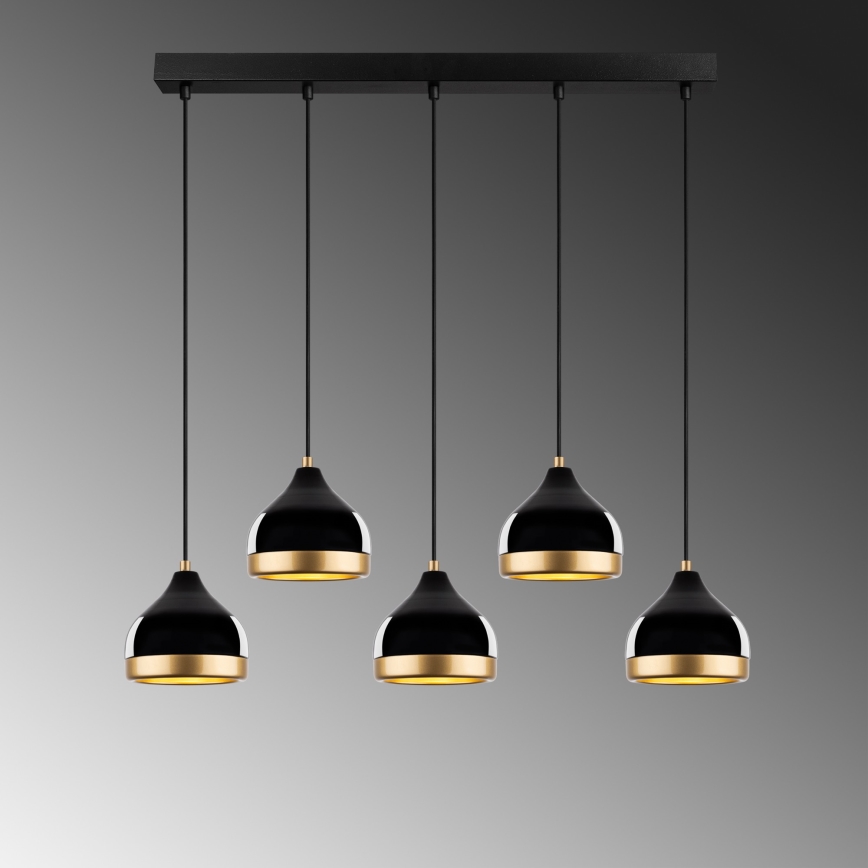 YILDO hanglamp 5xE27/40W/230V zwart/goud