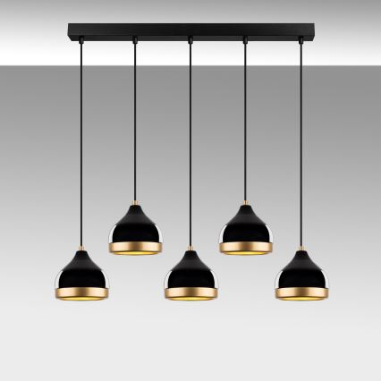 YILDO hanglamp 5xE27/40W/230V zwart/goud