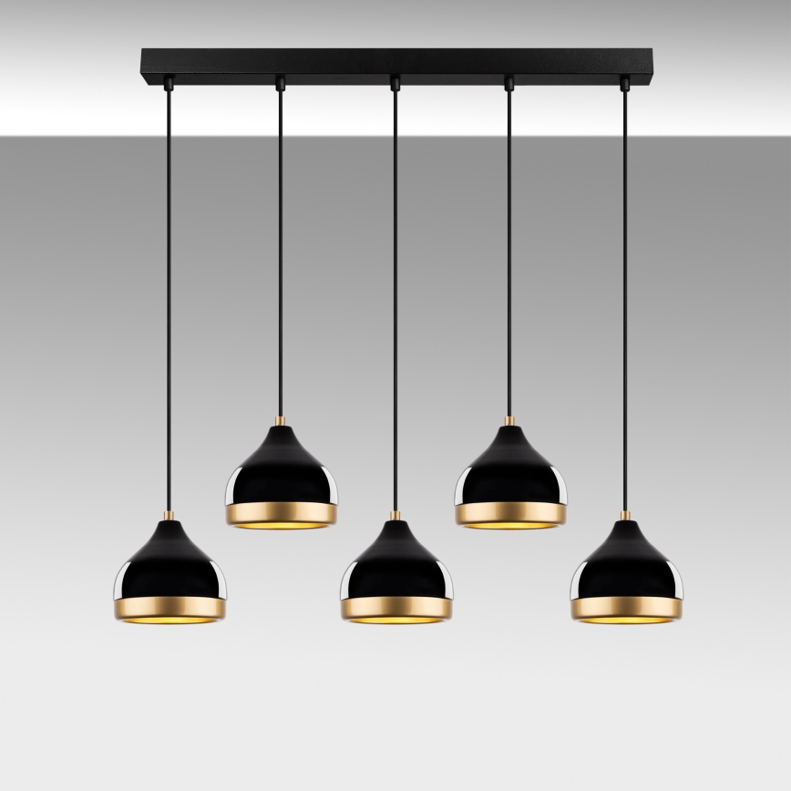 YILDO hanglamp 5xE27/40W/230V zwart/goud