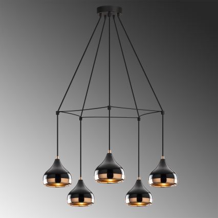 YILDO hanglamp 5xE27/40W/230V zwart/koper