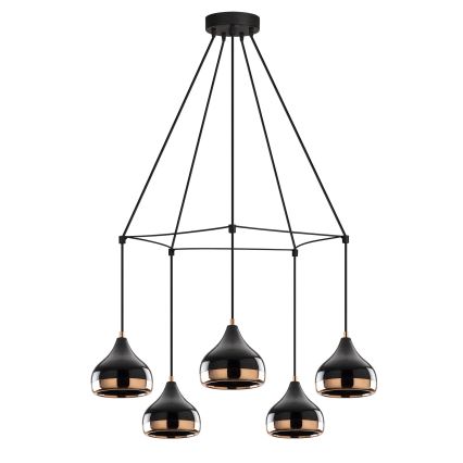 YILDO hanglamp 5xE27/40W/230V zwart/koper