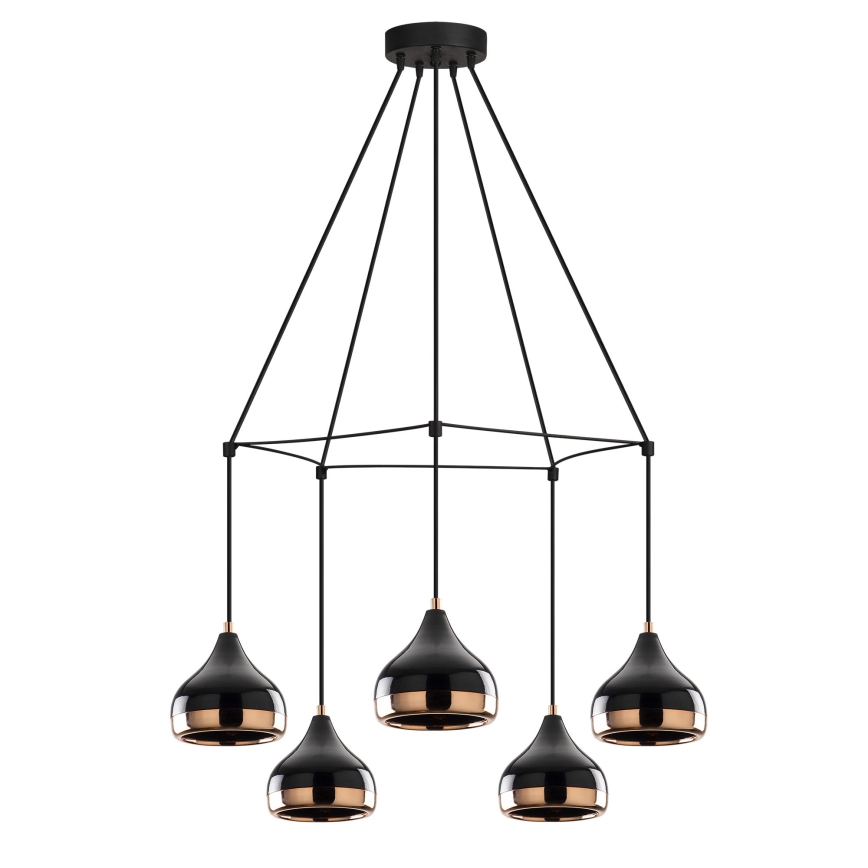 YILDO hanglamp 5xE27/40W/230V zwart/koper