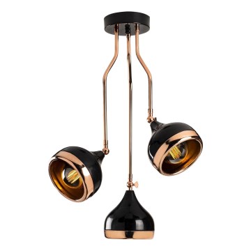 YILDO Hanglamp met Stang 3xE27/40W/230V zwart/koper