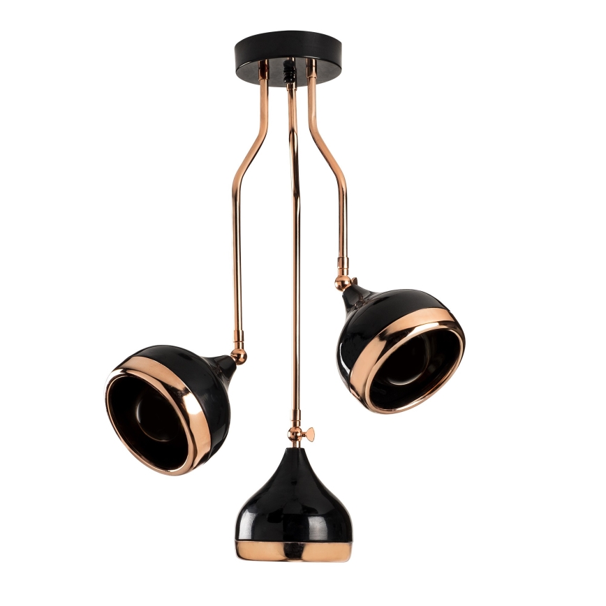 YILDO Hanglamp met Stang 3xE27/40W/230V zwart/koper