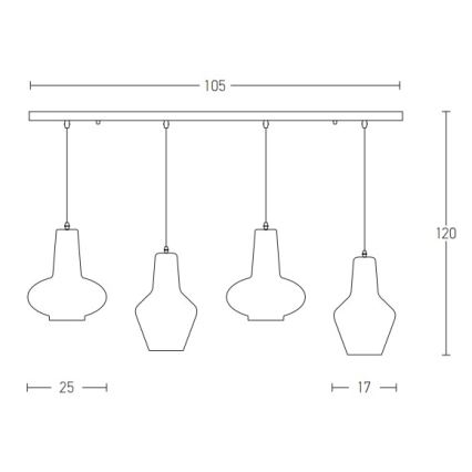 Zambelis 17151 - Hanglamp aan een koord 4xE27/40W/230V