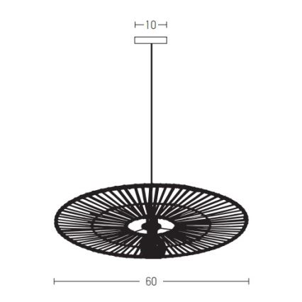 Zambelis 19104 - Hanglamp aan een koord 1xE27/40W/230V bamboe/zwart