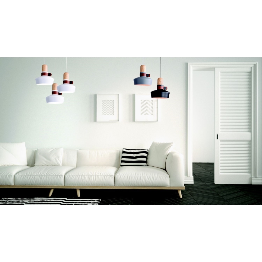 Zambelis 1992 - Hanglamp aan een koord 1xE27/40W/230V eiken/wit