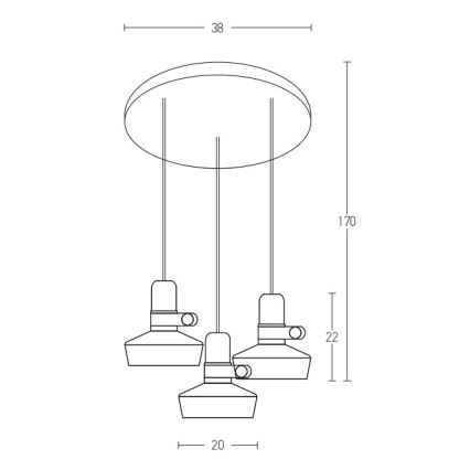 Zambelis 1994-W - Hanglamp aan een koord 3xE27/40W/230V wit