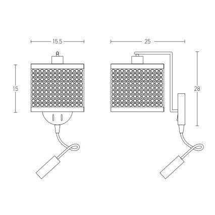 Zambelis 20355 - LED Wandlamp 1xE27/40W + LED/3W/230V rotan