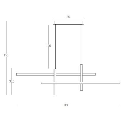 Zambelis 22023 - LED dimbare hanglamp aan kabel LED/41W/230V zwart