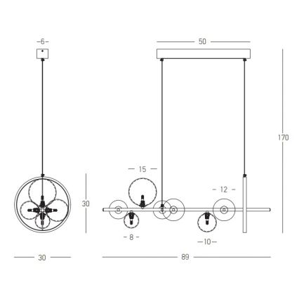 Zambelis 22063 - Dimbare LED hanglamp aan een koord LED/14W + 7xG9/7W/230V