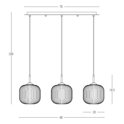 Zambelis 22074 - Hanglamp aan een koord 3xE27/40W/230V