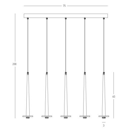 Zambelis 22112 - Dimbare LED hanglamp aan een koord 5xLED/3W/230V CRI90 zwart