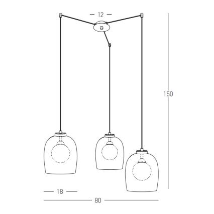 Zambelis 22145 - Hanglamp aan een koord 3xG9/5W/230V spin zwart