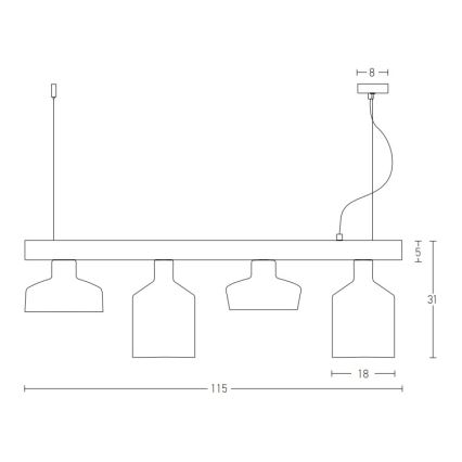 Zambelis 22213 - Hanglamp aan een koord 4xE27/40W/230V