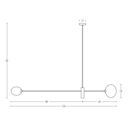 Zambelis 22267 - Hanglamp met vaste pendel 2xG9/9W/230V