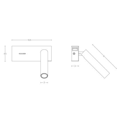 Zambelis H75 - LED wand verlichting LED/3W/230V USB zwart