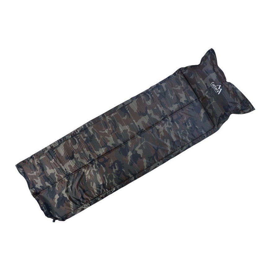 Zelf-opblazende campingmat met kussen camouflage