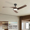 ZEVENTI - Dimbare LED-plafondventilator AERYS LED/24W/230V 3000/4000/6000K Wi-Fi Tuya zwart/walnoot + afstandsbediening