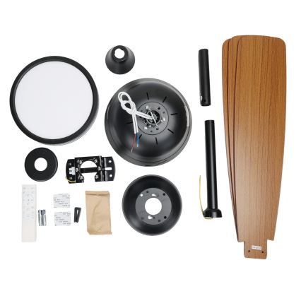 ZEVENTI - LED dimbaar plafondventilator ULUWATU LED/20W/230V 2700-6500K 132 cm bruin + afstandsbediening