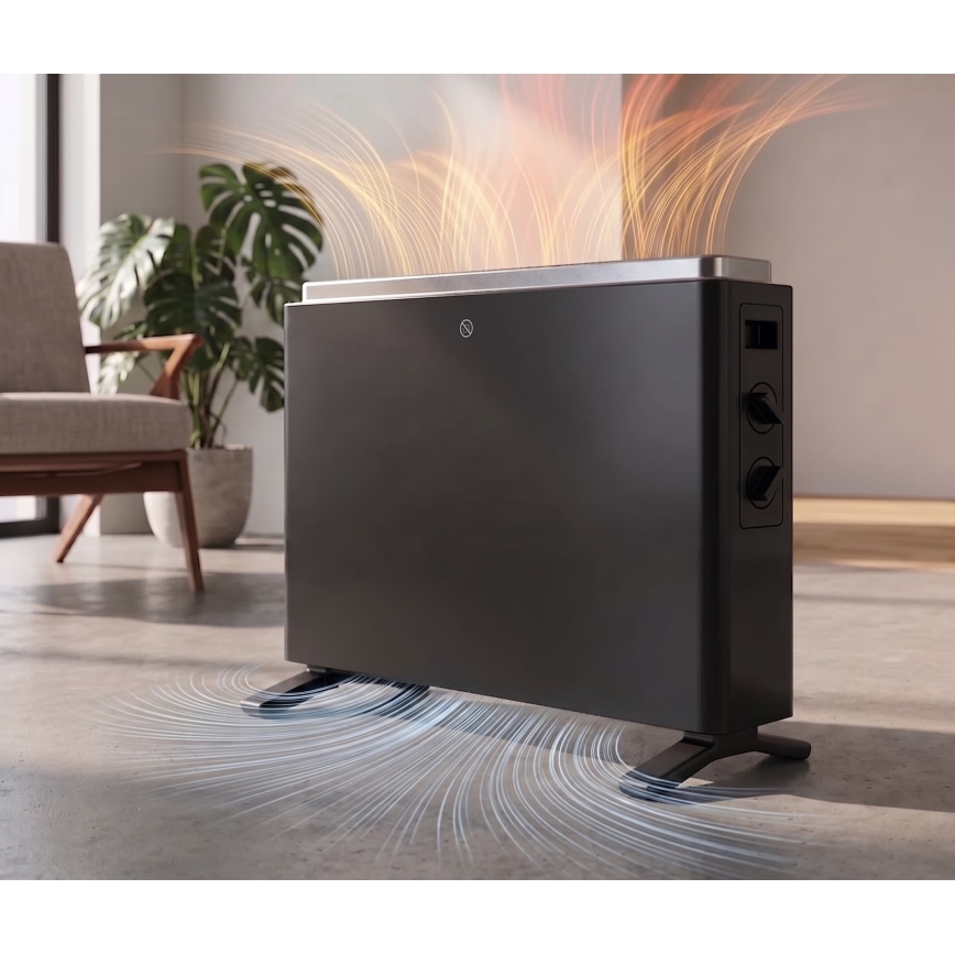 ZEVENTI - Elektrische convector/kachel 800/1200/2000W/230V zwart