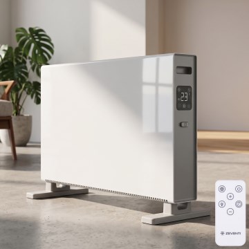 ZEVENTI - Elektrische convectorkachel met LCD-display  1250/2000W/230V wit + afstandsbediening