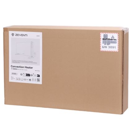 ZEVENTI - Elektrische convectorkachel met LCD-display  1250/2000W/230V wit + afstandsbediening