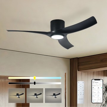 ZEVENTI - LED dimbare plafondventilator ORBITO LED/24W/230V 3000/4000/6000K Wi-Fi Tuya zwart + afstandsbediening