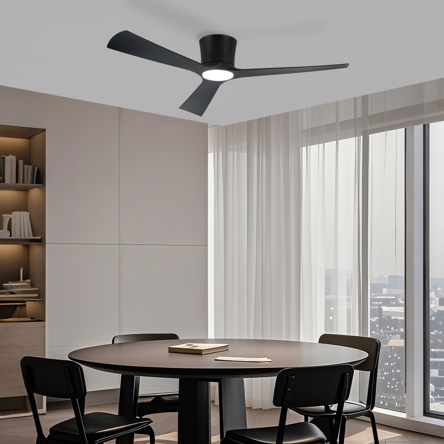 ZEVENTI - LED dimbare plafondventilator AUREX LED/24W/230V 3000/4000/6000K Wi-Fi Tuya zwart + afstandsbediening